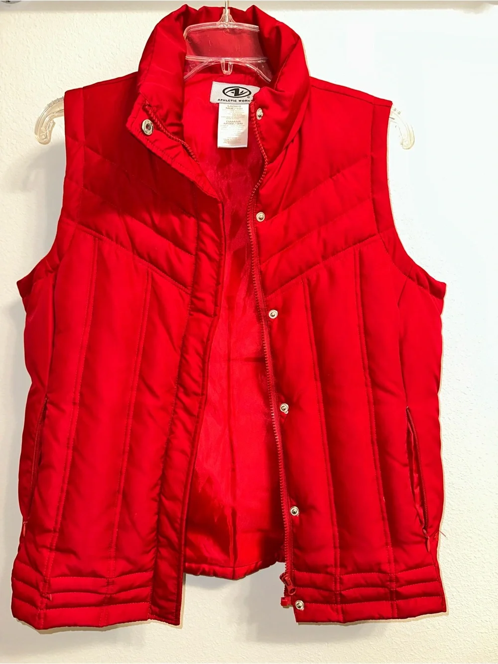 Athletic Works Red Quilted Women's Puffer Vest Ladies M 8/10 - Picture 5 of 10